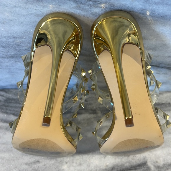 LILIANA Stud Heeled Sandals - Gold size 37.5 - Picture 8 of 10